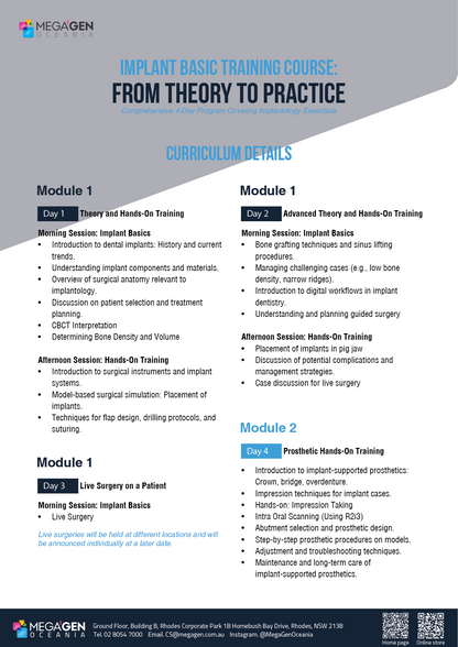 Implant Basic Training Course: From Theory to Practice (MEL)